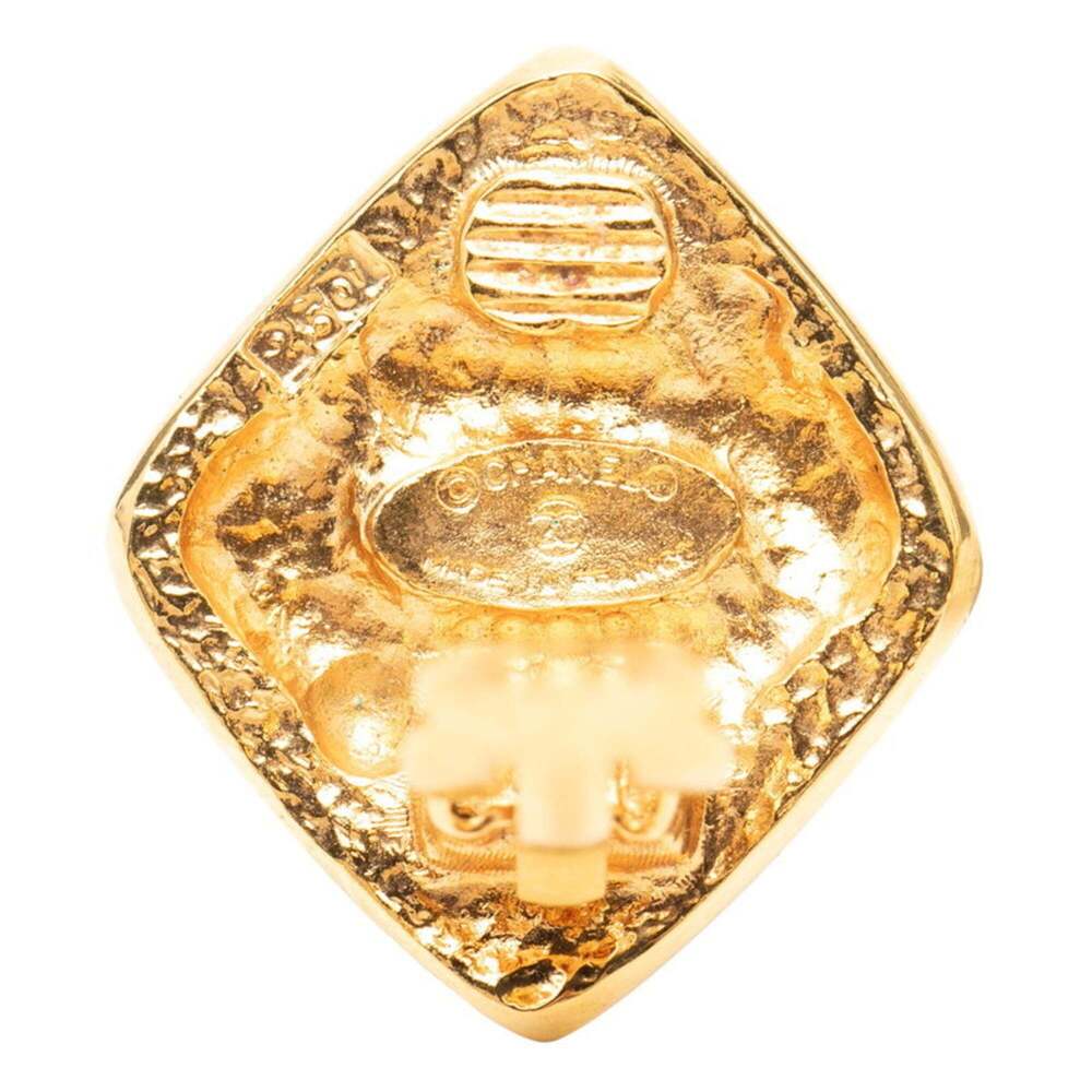 CHANEL Authentic Gold Diamond Logo Earrings - Picture 3 of 3